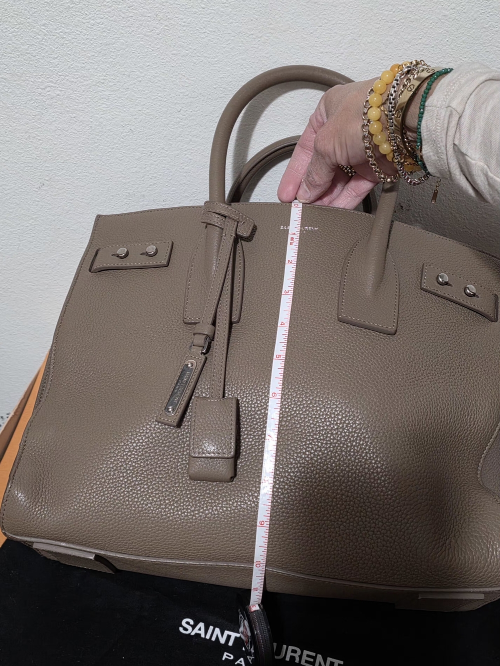 Saint Laurent Taupe Leather Tote Bag - Picture 5 of 16